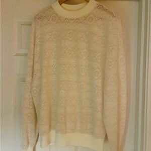 Elegant Men's Ivory Knit Crewneck Sweater